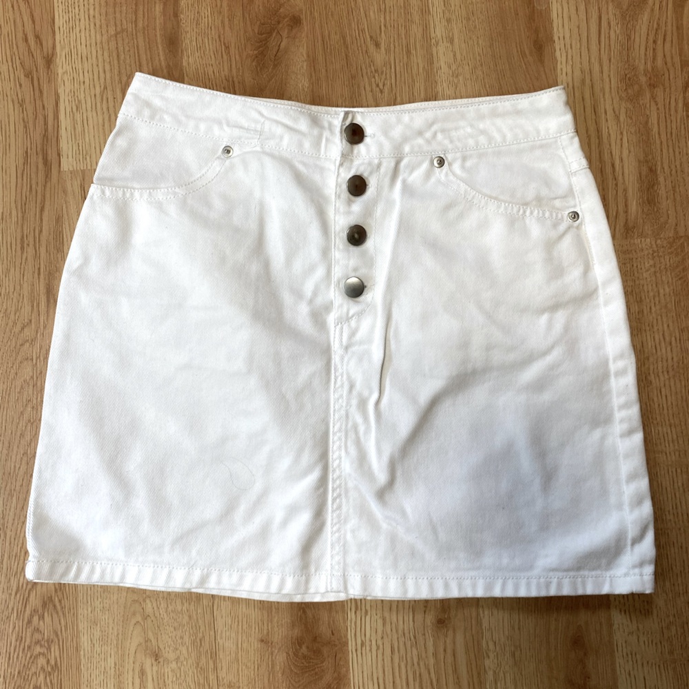 Forever 21 White Denim Mini Skirt